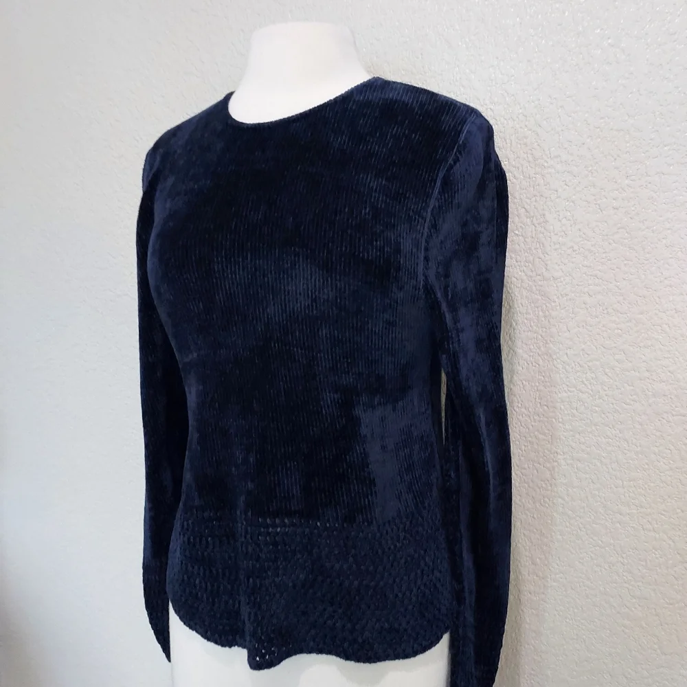 Clio Blue Chenile Knit Long Sweater Size Large